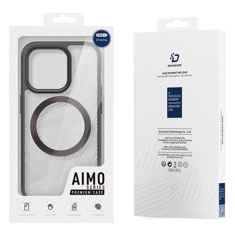 Funda transparente mate DUX para iPhone 15 Pro, venta al por mayor transfronteriza, con succión magnética, funda trasera para Apple 16, antidecoloración