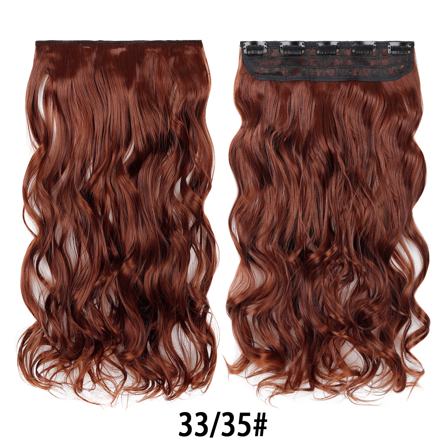 Extensión de Cabello de 5 Clips de 18 Pulgadas de Fibra de Alta Temperatura Rizado para Señoras