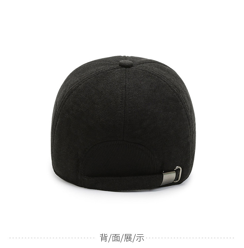 Trendy Men's Woolen Baseball Cap With Ear Flaps And Plush Lining_voghion.com