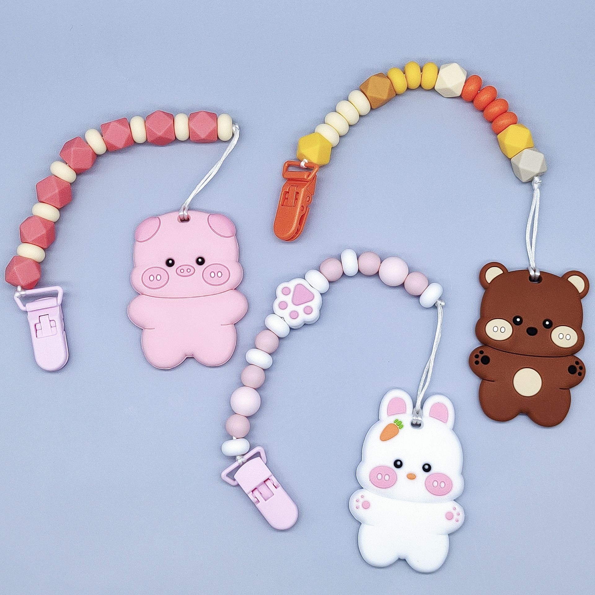 Supply pacifier pacifier chain Amazon cross-border baby food grade teether anti-drop clip chain molar toy mother and baby