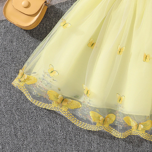 Girls 'dress, European and American children's wear, 26 summer new style for small and medium-sized children sleeveless lace stitching mesh sweet princess dress