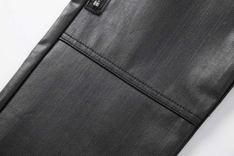 Moška oblačila High street ins enakega stila trendovske črne voskane kavbojke z zadrgo_voghion.com