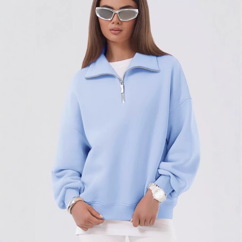 Cross-Border Half-Zip Sports Sweatshirt for Women, Gothic Couple Harajuku Large Size Quarter-Zip Sweatshirt in Stock Cross-Border Half-Zip Sports Sweatshirt for Women, Gothic Couple Harajuku Large Size Quarter-Zip Sweatshirt in Stock