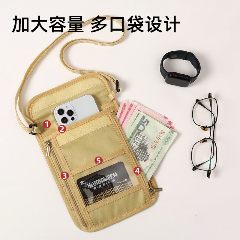 Bolsa de medicina invisible personal, bolsa de pasaporte con cuello colgante, bolsa de licencia de conducir, tarjeta antirrobo, bolsa de bolsillo, bolsa de almacenamiento de certificado de factura de viaje