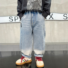 男童春装小狗牛仔裤2025新款儿童休闲裤时尚哈伦裤洋气宽松长裤潮