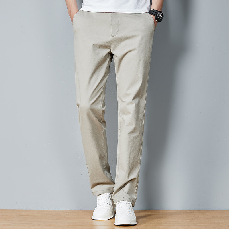 Men's Cotton Dress Pants Spring Loose Straight Casual Trousers Men's Casual Pants Spring and Summer Thin Style