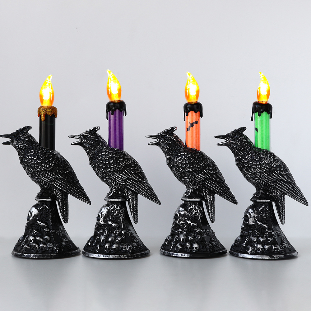 Halloween cuervo lámpara LED lámpara de vela luminosa electrónica fantasma día de terror decoración atmósfera decoración accesorios lámpara de noche