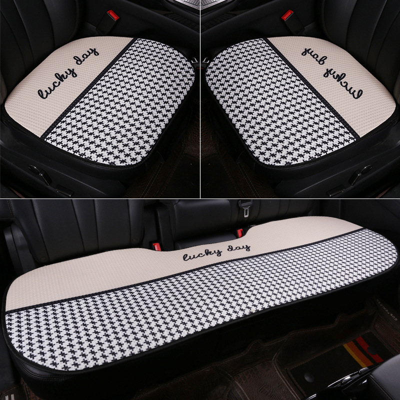 New Car Seat Cushion, Universal for All Seasons, Linen Seat Cushion, Half-Wrapped Waist-Cushion, Summer Cooling Pad, Non-Slip Breathable Seat Cushion Cover