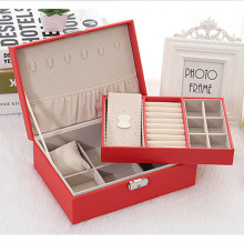 双层带锁首饰盒现货批发珠宝饰品收纳皮质收纳盒高档礼品首饰包装