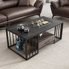 办公室岩板功夫茶几带电磁炉烧水壶套装一体商务洽谈接待会客茶桌