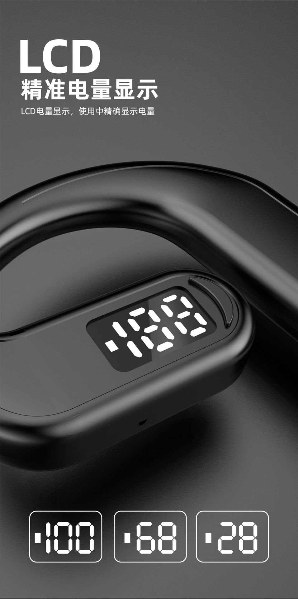 Grenzüberschreitender E-Commerce Bestseller Bluetooth-Kopfhörer mit austauschbarem Akku, Ohrbügel-Design, Business-Grade HD-Anrufe, kabellos, kompatibel mit Apple und Android