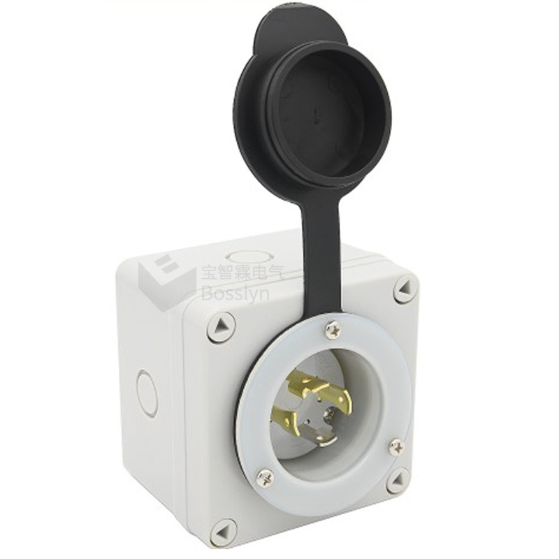 NEMA L14-30北美房车营地防水插头 美标四芯自锁式充电桩明装插头
