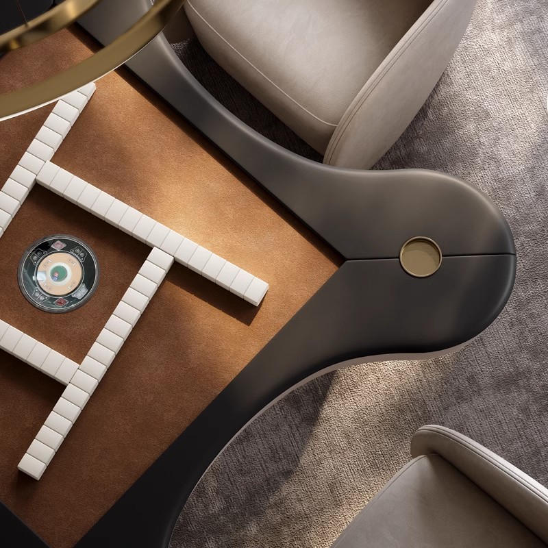 Mesa de mahjong de madera maciza de alta gama estilo italiano de lujo ligero multifunción montaña rusa automática hogar eléctrico mahjong 2024 nuevo