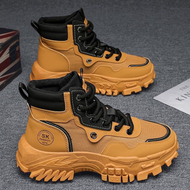 Botas Martin para hombres primavera transpirable de alto impacto británico botas de herramienta retro al aire libre montañismo deserto botas de combate ruibarbo