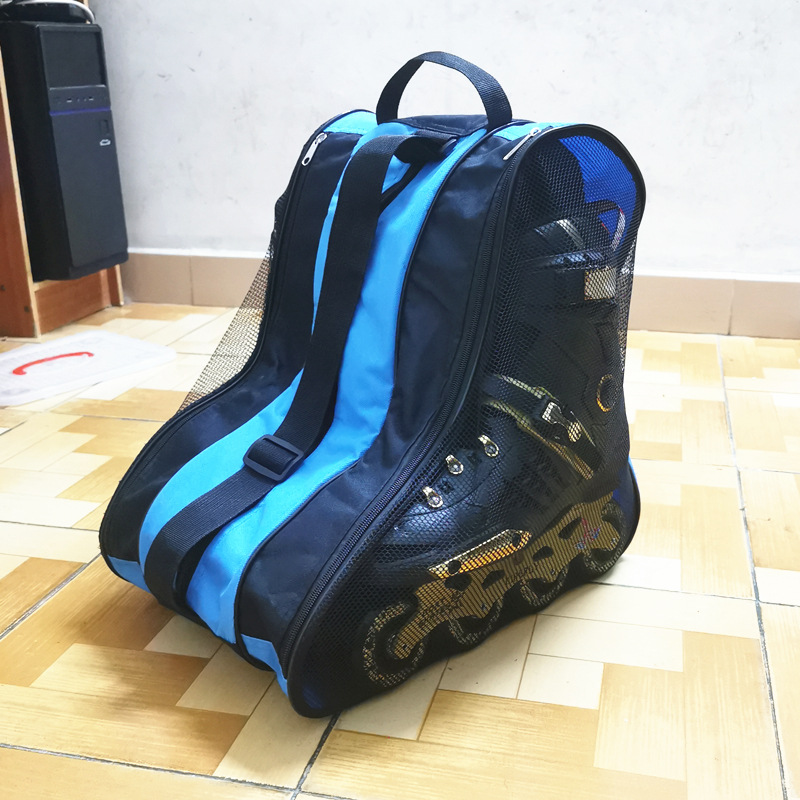 轮滑培训班轮滑包三层包网格包溜冰鞋袋子儿童成人通用单肩包三格