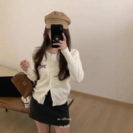 大朗工厂接定制 女装针织衫女开衫外套小狗上衣 毛衣打底衫女长袖