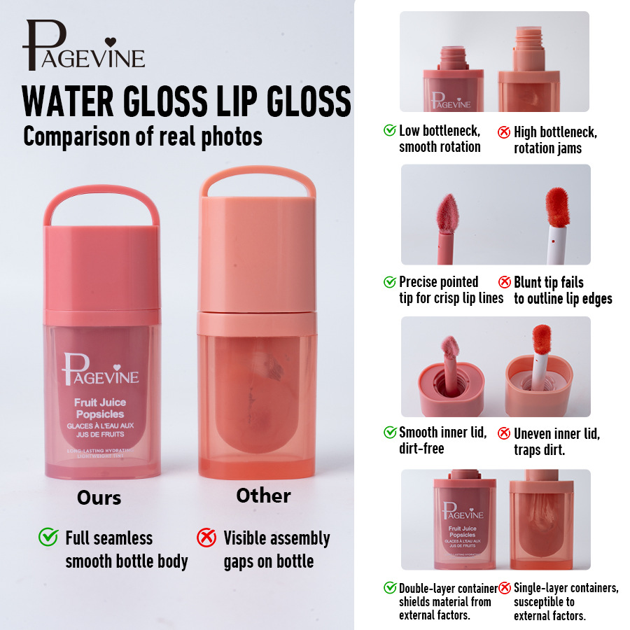 Cross-border PAGE VINE Jugo labial miel de bloqueo de color acuoso esmalte labial duradero sin tazas blanqueador labial gloss Amazon