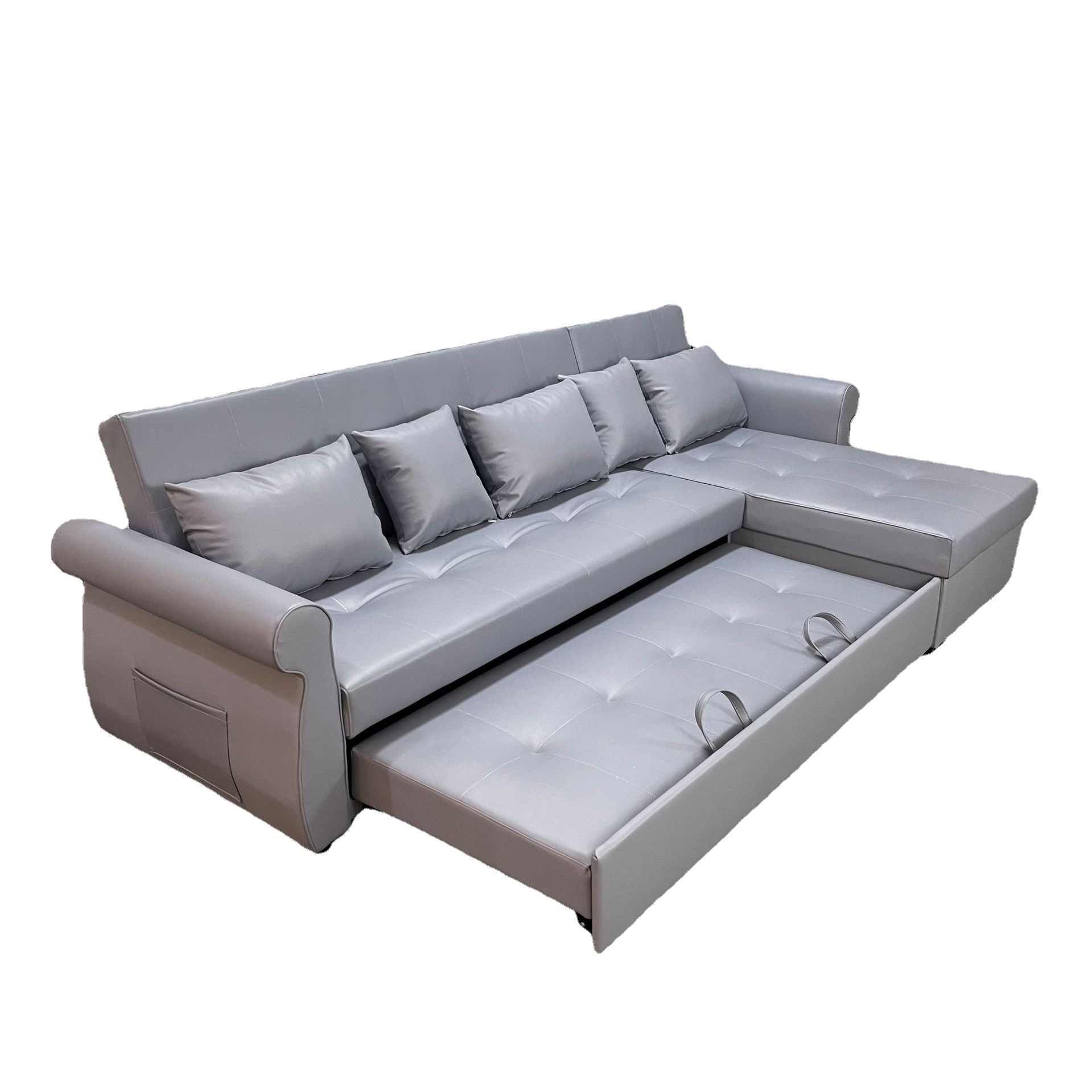 Combinación de tela de tecnología sin lavado de tamaño doméstico sofá cama de doble propósito plegable sala de estar esquina pein multifuncional