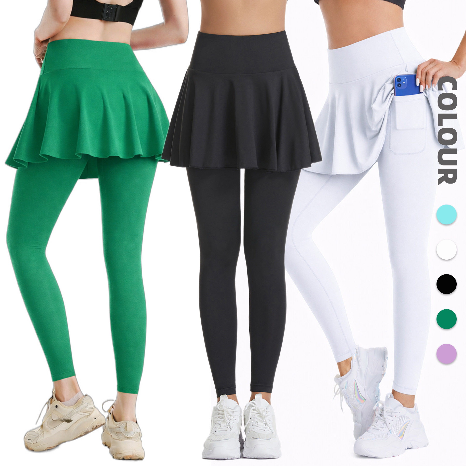 Amazon Pleated Yoga Skirt Pants for Women, Spring and Summer Anti-Exposure Training Sports Skirt, High Elasticity Quick-Dry Fitness Tennis Skirt