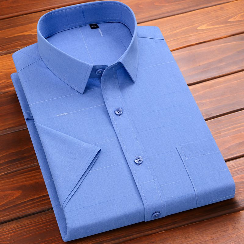 2023 Summer Striped Bamboo Fiber Thin Short-Sleeve Shirt Business Casual Men's Shirt Skin-Friendly Business Commuting