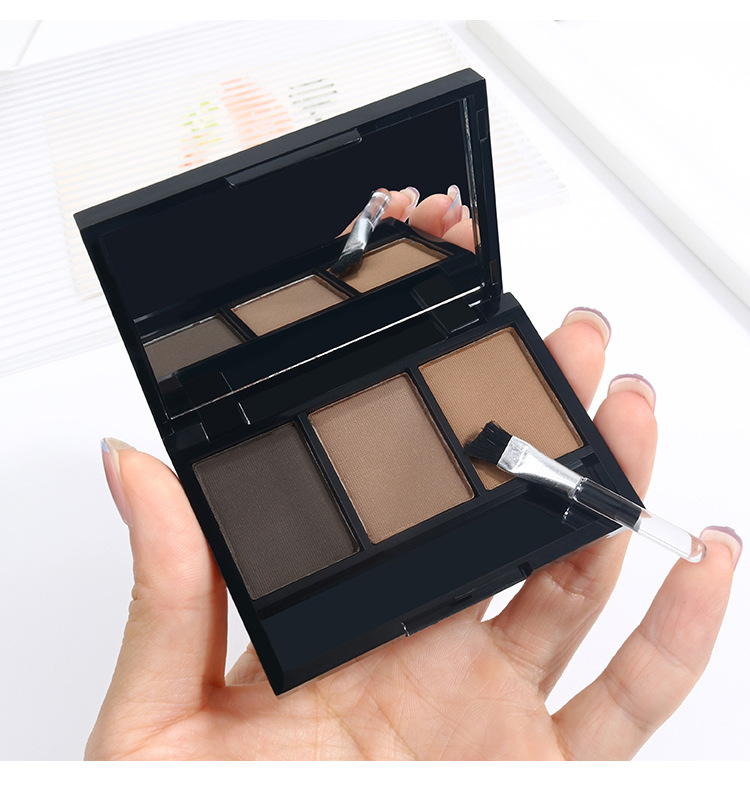 Lamila three-color eyebrow powder is natural, long-lasting, easy to apply, waterproof, sweat-proof, and does not smudge. It is a three-in-one eyeshadow and contouring eyebrow pencil undefined