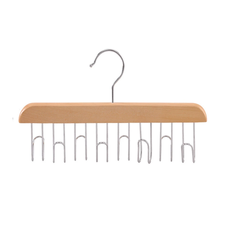 Wooden 8-Hook Universal Hanger, Natural Solid Wood, Space-Saving Home Drying & Storage
