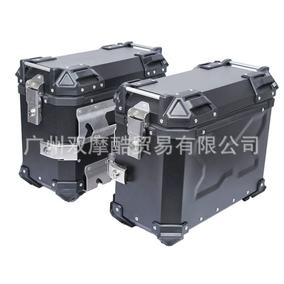 Motorcycle Universal 38L Side Box: Motorcycle trunk - 38l-x-pattern-edge-box-black