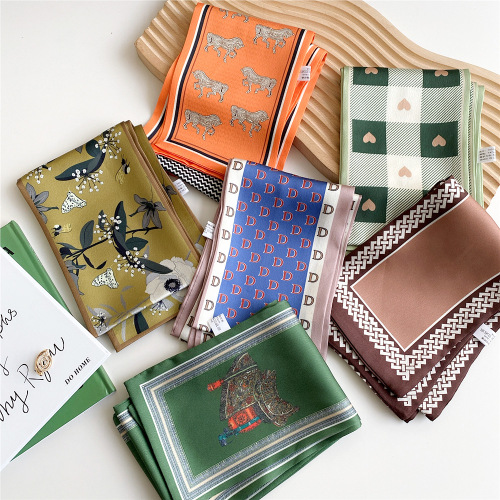Long silk scarf for women in spring and autumn, versatile suit, neck decoration, neck gaiter, narrow scarf, Korean style bandage, hair ribbon