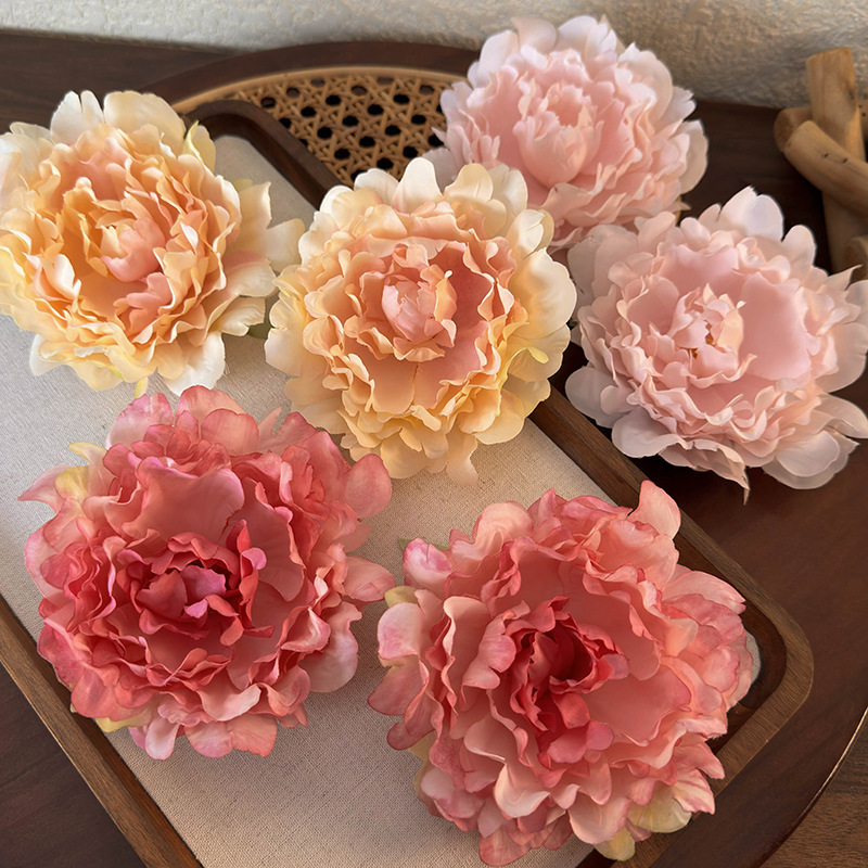 Girl's photo New Year retro three-dimensional simulation peony flower clip Mori flower shark clip ponytail hair accessories hairpin_voghion.com