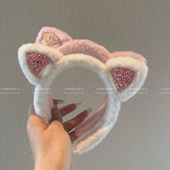 日本と韓国風のクマ耳スパンコールヘッドバンド女性のクマかわいい東ヘアバンドぬいぐるみ洗顔ヘッドバンド新しい滑り止めヘッドバンド