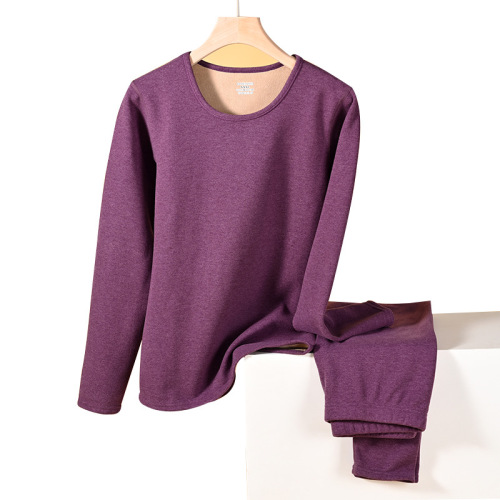 Thickened winter men's back protector and women's belly protector with velvet warm underwear set autumn clothes for women and autumn pants for men 