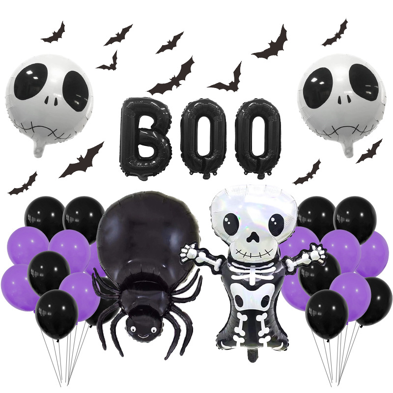Pumpkin, Spider, Skull Pattern Halloween Funny Cool Style Pumpkin Spider Skull Aluminum Film Party Festival Balloons