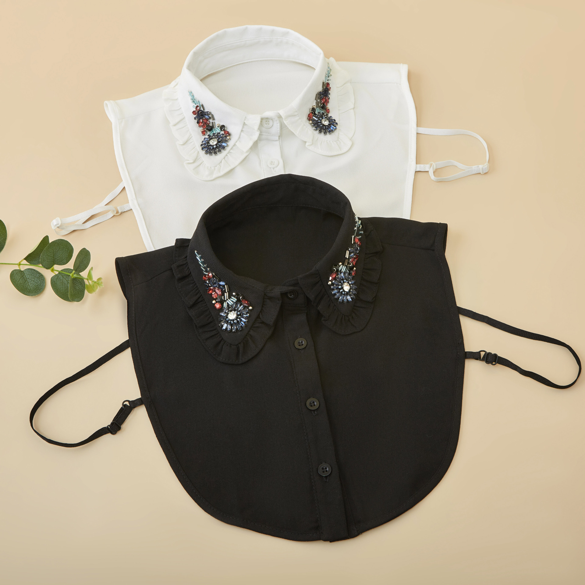 廠家供應韓版新款雪紡半身領秋冬時尚白搭手工釘珠襯衫新假領子女