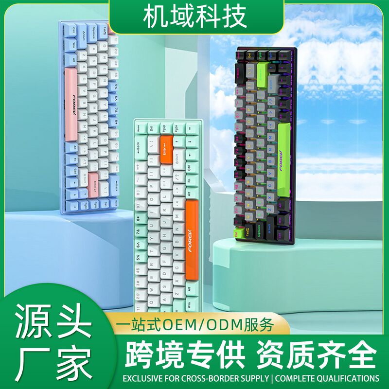 68-Key Russian Gasket Mechanical Keyboard Fv-Q68 Wired Gaming E-Sports Rgb Three-Mode Mechanical Keyboard