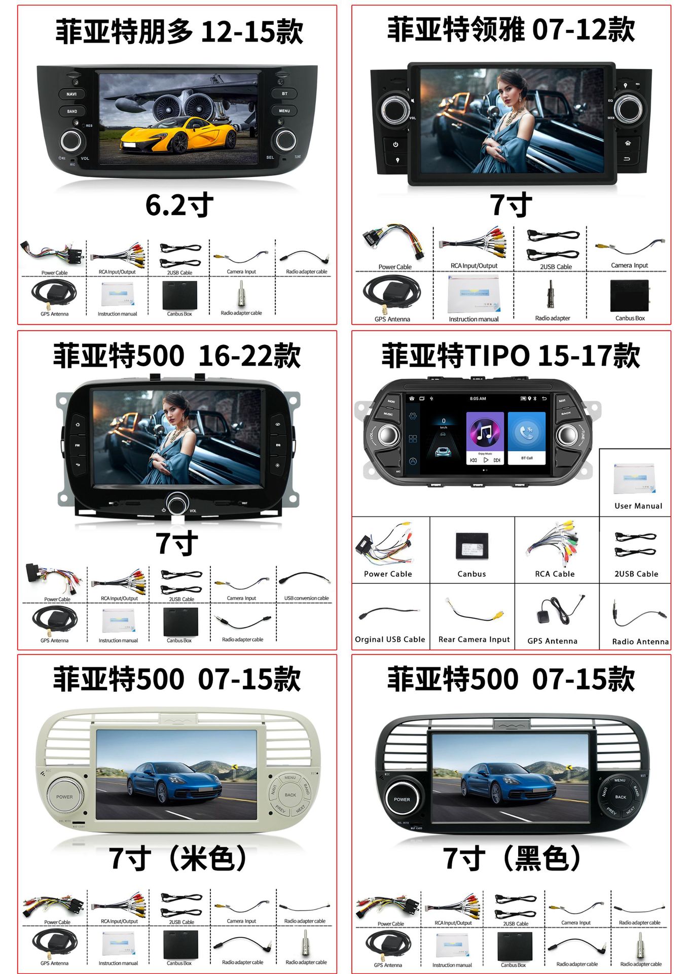 Best Selling for Fiat 500/Levi/Peugeot/TIPO Android Touchscreen Multifunctional Overseas Version