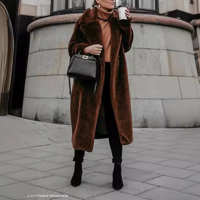 Новое Европейское и американское трансграничное пальто из искусственного меха Амазонки, женское теплое осенне-зимнее лацкан из меха кролика рекс средней длины