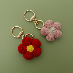 創意甜美花朵掛件 送你一朵小紅花掛飾 阿富汗針鈎織花朵成品