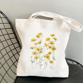 Shopper Yellow Cosmos Flowers Printed Tote Bag women跨境专供