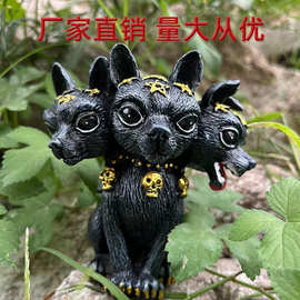 跨境爆款万圣节 Diabarkus巴库斯三头狗摆件桌面花园饰品树脂工艺