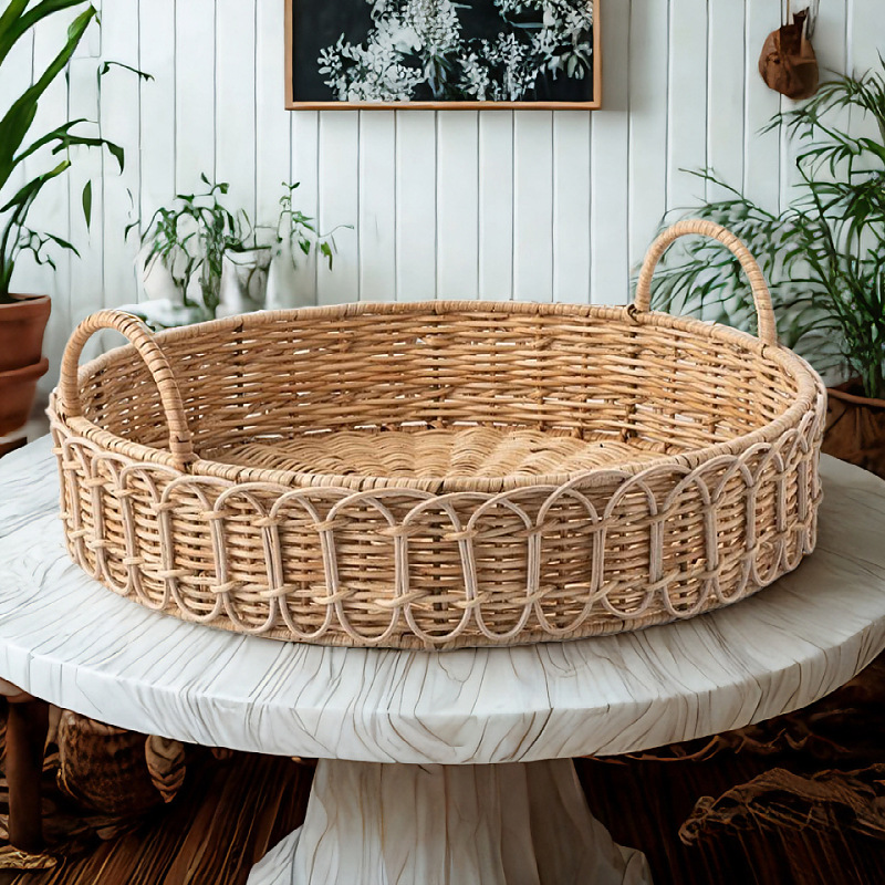 Los fabricantes venden al por mayor cestas tejidas a mano para el hogar, almacenamiento de mesa, cestas de frutas, marco de almacenamiento, acabado de artículos diversos, cestas de almacenamiento de ratán