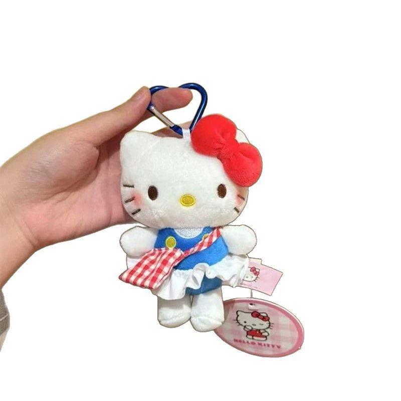 Sanrio, Hello Kitty, настоящая плюшевая подвеска, кукла, милый брелок для ключей, школьная сумка