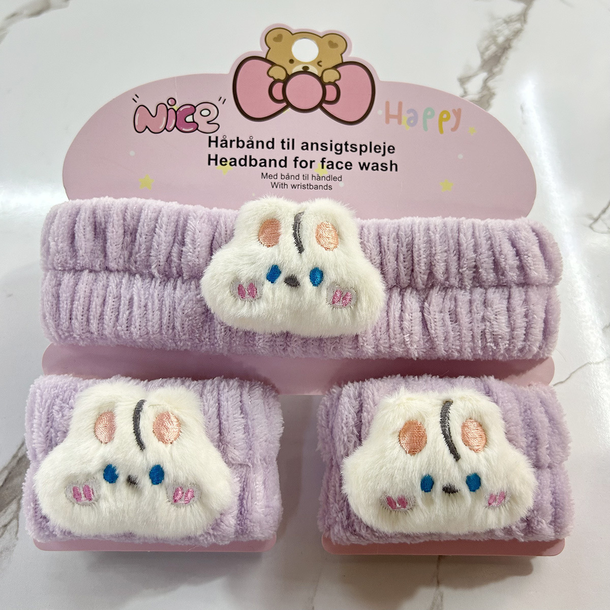 Banda de cabello de moda con tarjeta de papel dulce decoración de animales pequeños de peluche de lavado banda de cabello de dibujos animados correa de muñeca tridimensional