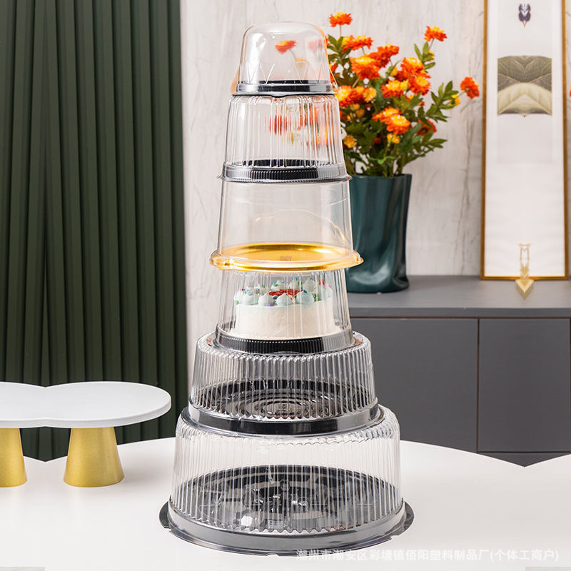 Caja de pastel redonda 3/4/6/8/9/10/11/14 pulgadas Mousse para hornear Caja de embalaje antivaho de alta transparencia Spot al por mayor