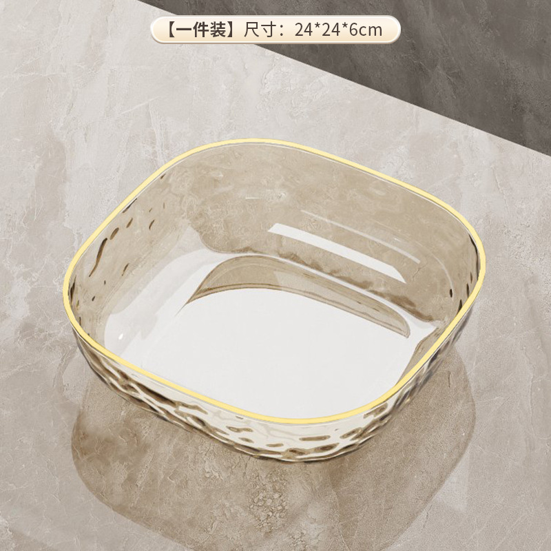 水波模様のフルーツプレート、リビングルームのコーヒーテーブル用、軽食やスナックプレート、透明で金縁の高級感のある大容量キャンディプレート、軽やかな高級感|undefined