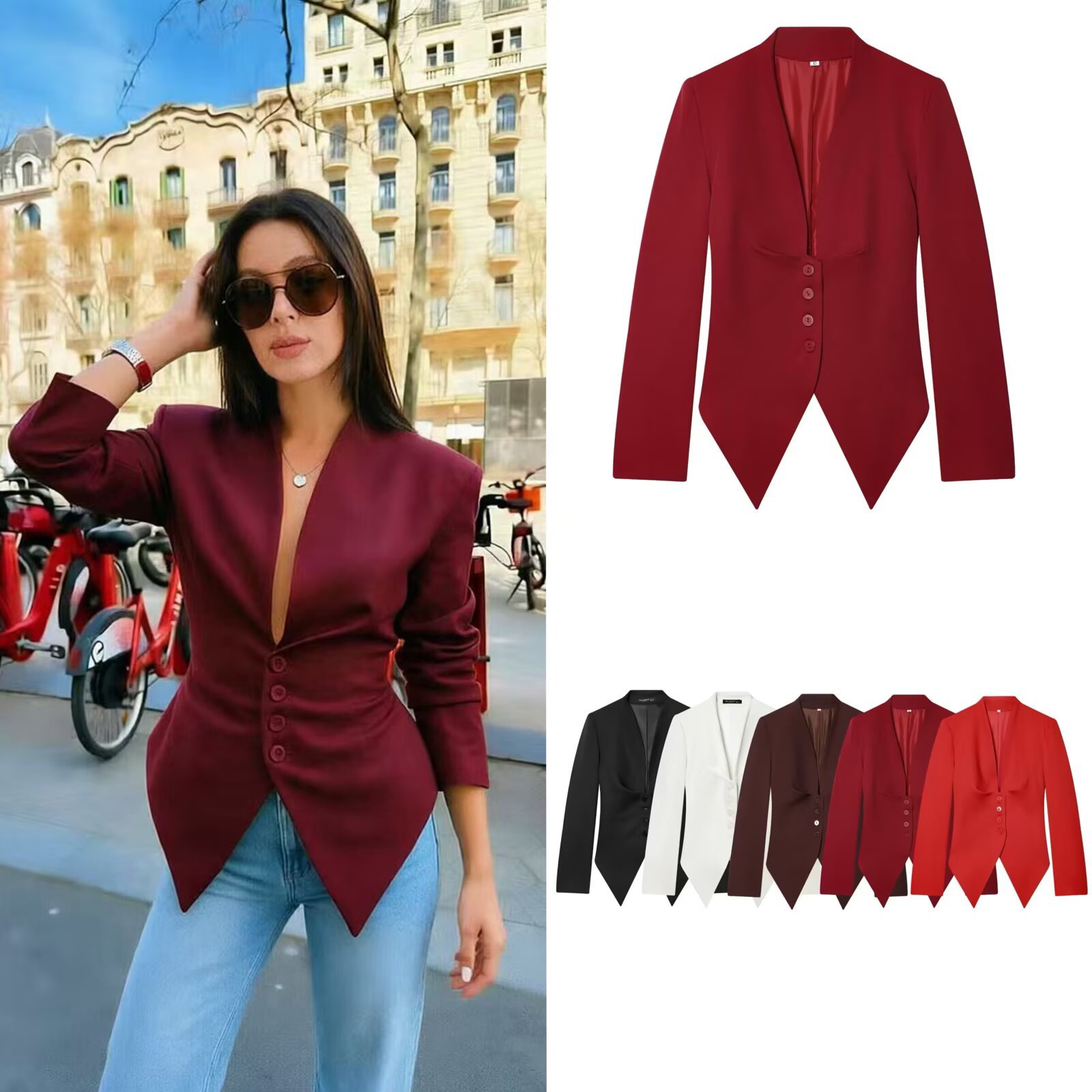 Foreign Trade Women's Clothing 2026 Spring and Autumn European and American Fashion Versatile Slim-Fit Slimming Blazer Long-Sleeve Jacket for Women Y826178