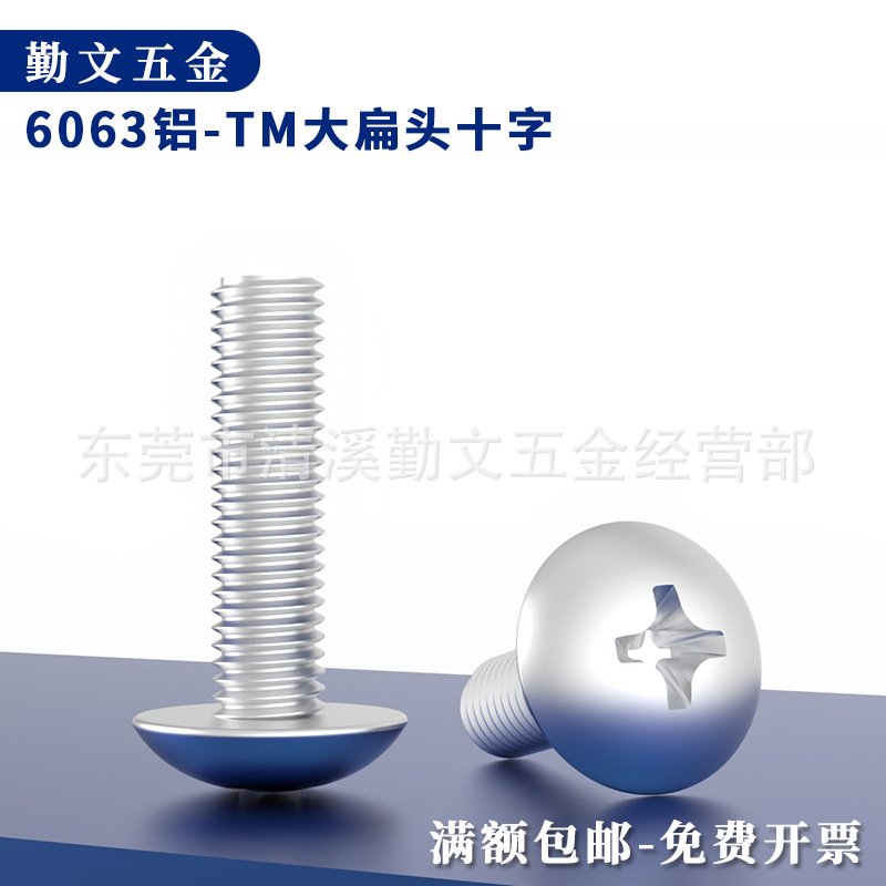 6063铝合金TM十字大扁头螺栓圆头蘑菇头螺丝钉M3M4M5国标厂家直供