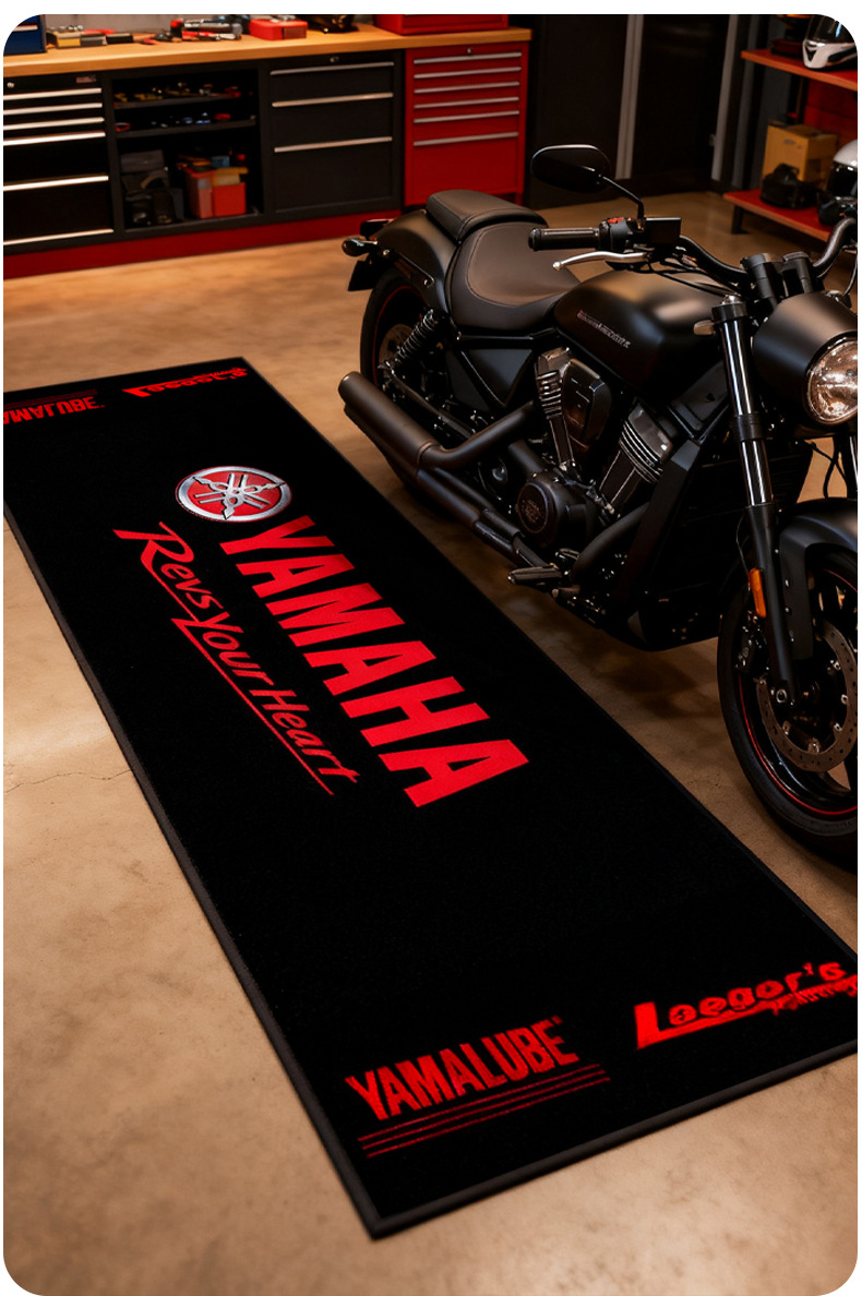 Motorcycle Nylon Floor Mat Kawasaki Harley Printed Rubber Mat Enthusiast Oil-Proof and Anti-Fouling Off-Road Motorcycle Special Mat
