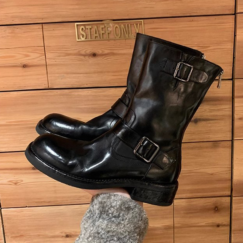 Nuevas botas Martin de otoño e invierno con diseño de hebilla a la moda, punta redonda, tacón grueso, que aumentan la altura y estilizan la pierna, botines cortos para mujer.