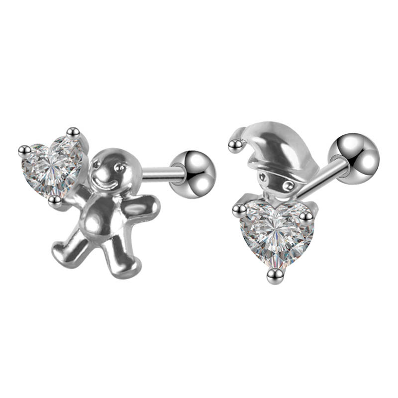 Silver pointed spike labret stud material detail