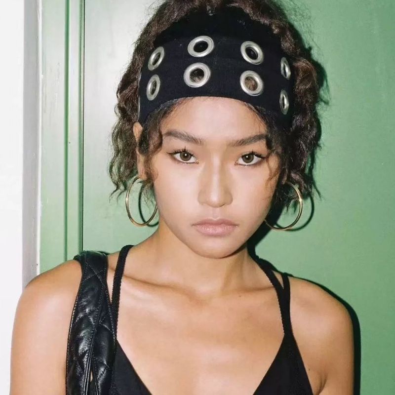 女性グループパンクメタルリング弾性ヘッドバンド韓国イン甘くてクールなつば広弾性レトロヘアアクセサリー李彩林と同じスタイル|undefined